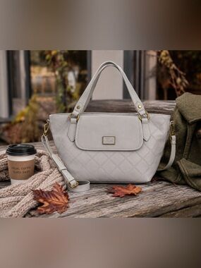 Frye & Co Remy Gray Quilted Satchel Shoulder Crossbody Bag